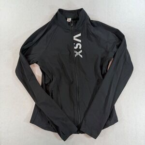 VSX Victoria's Secret‎ Sport Track Jacket Black Full Zip Thumbholes Womens M